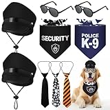 Huhumy 9 Pcs Pet Police Costume Accessory Set Include 2 Dog Cat Police Hat 2 Dog Bandanas Triangle 3 Pet Necktie Adjustable Puppy Party Dress up Kit for Halloween Christmas Role Cosplay Party Props