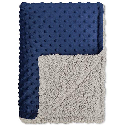 BlueSnail Baby Minky Blanket with Plush Shepra Fleece for Bo