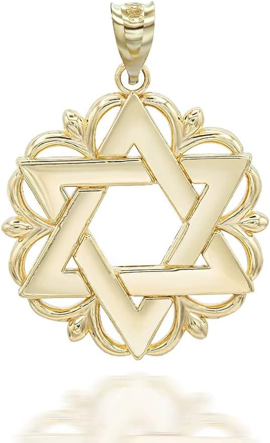 14k Yellow Gold Judaica Charm Jewish Star of David in Solid Gold Pendant Necklace and Pendant Only