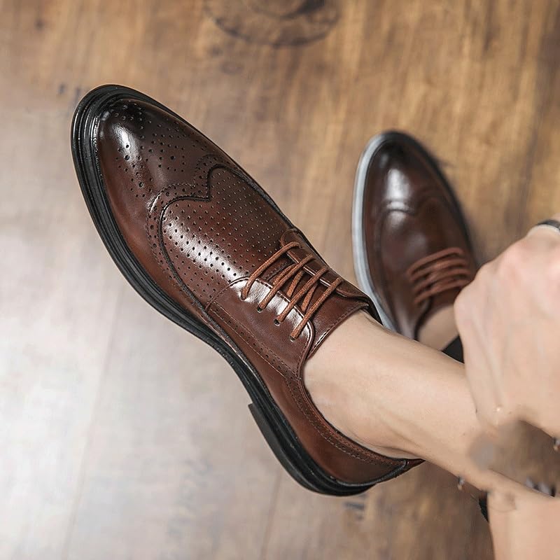 Breathable Loafers Shoes, Fashion Business Formal Leather Shoes, Men Summer Low-top Solid Wedding Shoes, Black Lace-up Oxford, Pointed Office Shoes2