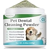 Dog Teeth Cleaning Powder with Probiotics, Dog Dental Powder for Teeth Cleaning and Dog Breath Fresh, Bad Breath Fresher, Tartar Remover, Gut & Oral Health, Plaque Off Pet Teeth Cleaning, 60 Servings