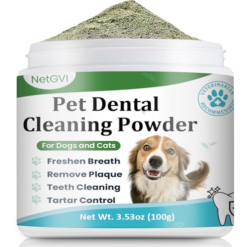 Dog Teeth Cleaning Powder with Probiotics, Dog Dental Powder for Teeth Cleaning and Dog Breath Fresh, Bad Breath Fresher, Tartar Remover, Gut & Oral Health, Plaque Off Pet Teeth Cleaning, 60 Servings