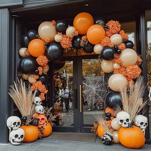 Image of 108Pcs Double Stuffed Orange Balloon Garland Arch Kit