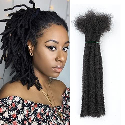 Human Hair Dreadlock Extensions , 8inch 20 Strands 0.8cm Width Human Hair Locs Extensions for Women/Men/Kids Full Hand-made Permanent Dread Locs