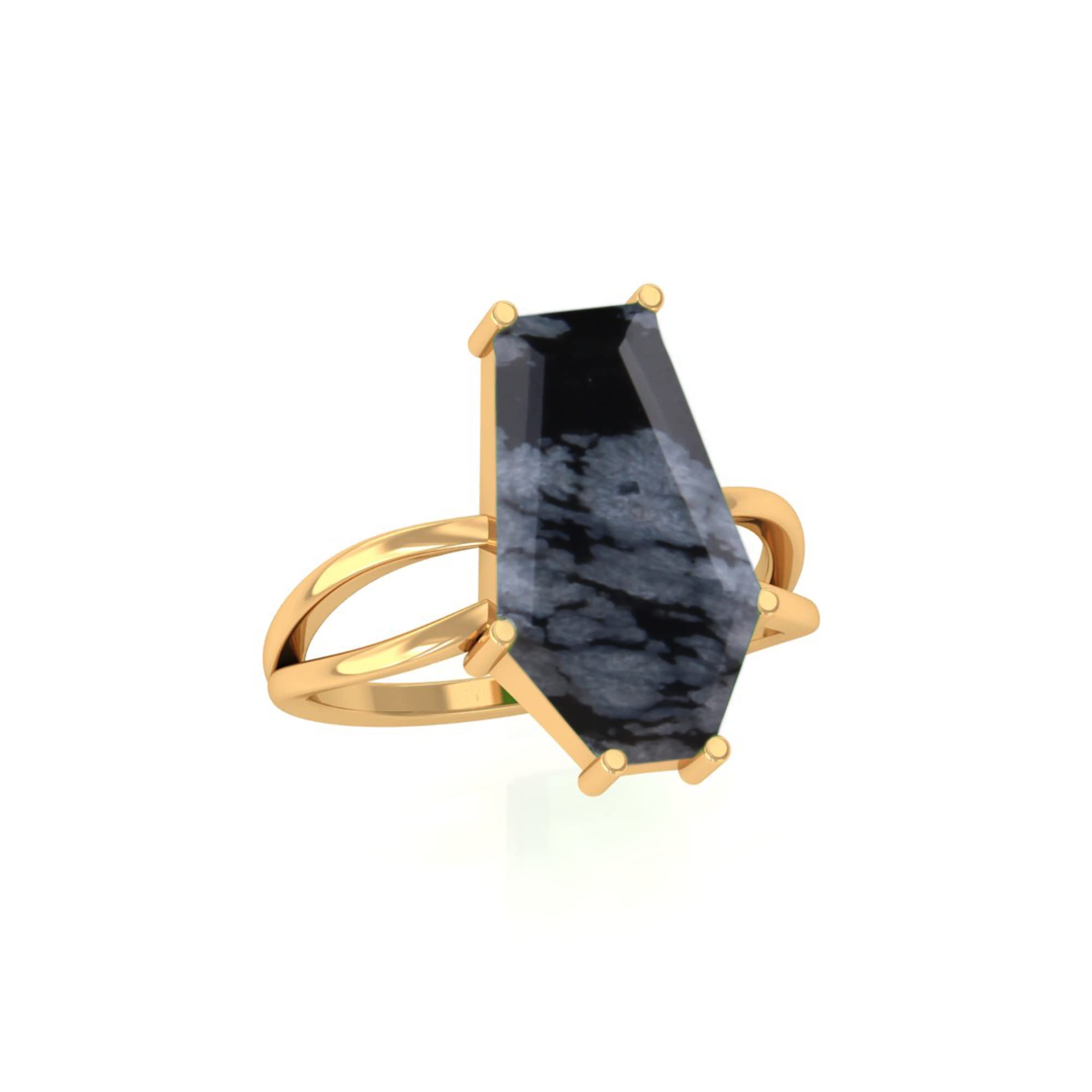 DHRUVANSH CREATIONS Snowflake Obsidian Coffin Ring – Sterling Silver 925, Handmade Gemstone Ring Size 9.5 - View #5