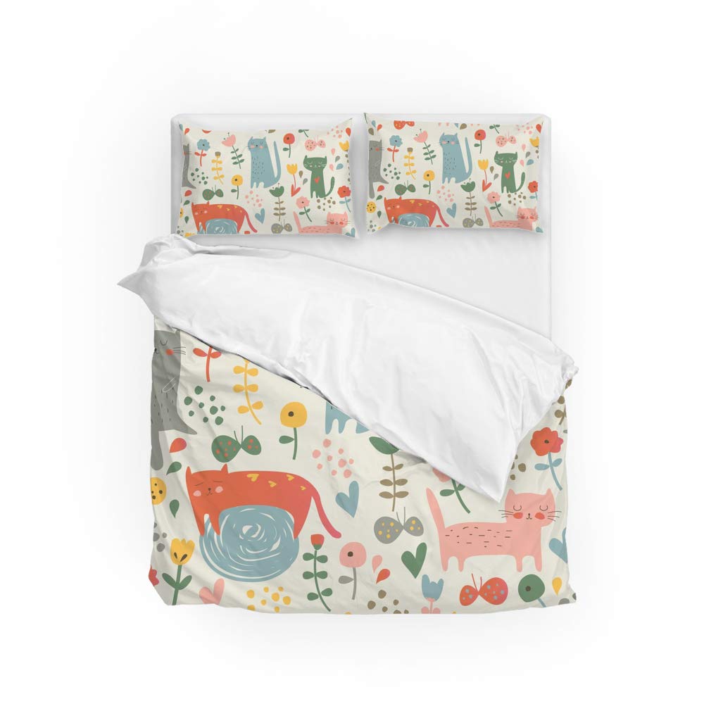 Parure de lit chaton drap housse housse de couette polyester résistant