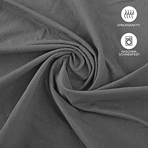 Buymax Spannbettlaken 140x200cm Baumwolle 100% Spannbetttuch Bettlaken Jersey, Matratzenhöhe bis 25 cm, Farbe Anthrazit ÖKO TEX Standard – Bild 6