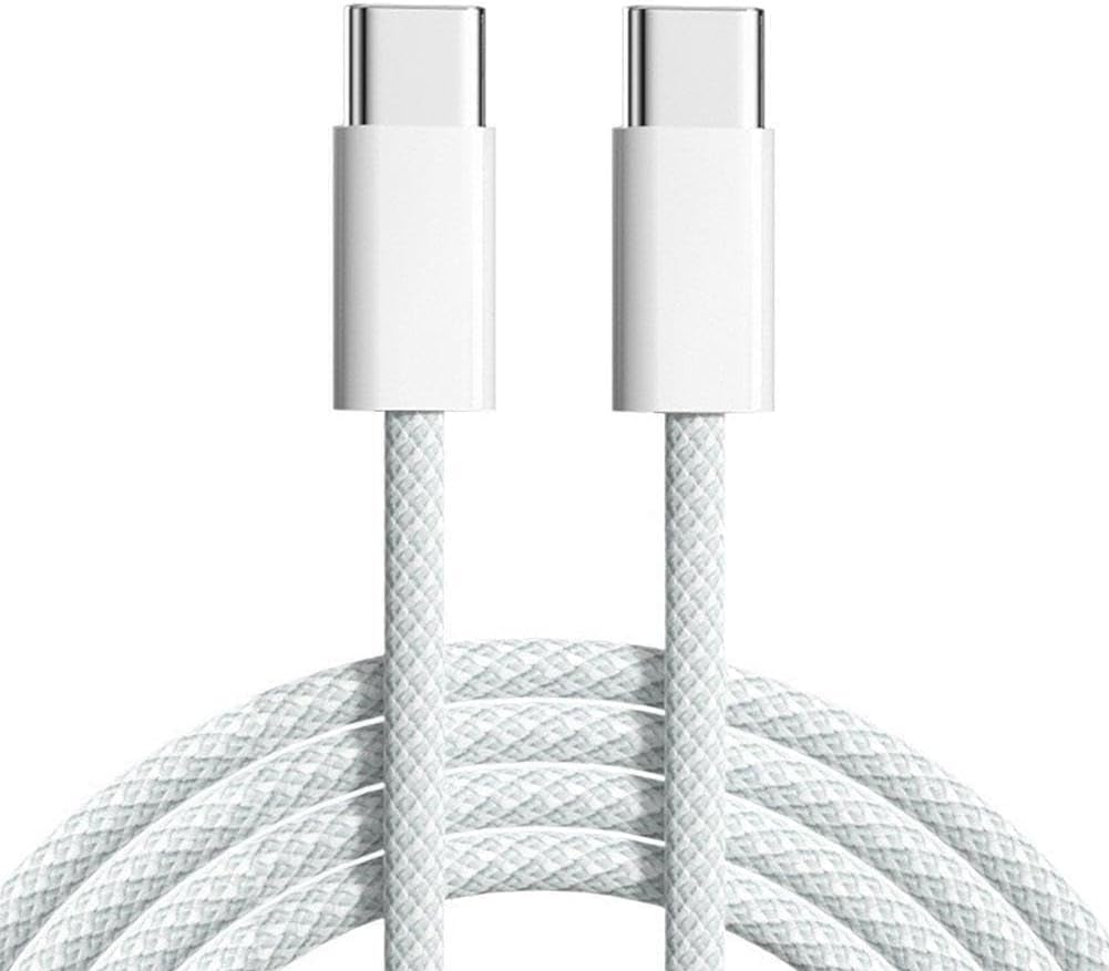 60W Type-C Fast Charging Cable | 2M USB-C PD Cable | Compatible with 16, 16 Plus, 16 Pro, 16 Pro Max, 15, 15 Pro, iPad Pro, Air, Mini & Type-C Devices, White