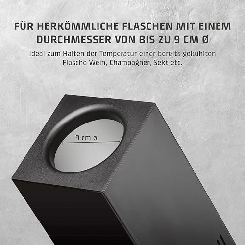 CASO WineCase One Black - Design Weinkühler für eine Flasche, Temperaturbereich von 5-18°C, für Flaschen bis 9 cm Ø, Sensor-Touch Bedienung, Schwarzes Edelstahlgehäuse