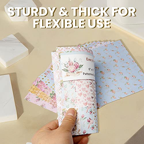 Yarrumi 24 Sheets Scrapbook Paper Pack,Designer Paper Pad Floral Singe-Side Patterned Paper 6" Stamp Paper Pads Themed Valentine's Day Cardstock For Cardmaking,Holiday Decoration,Album Embellishment #TOP6