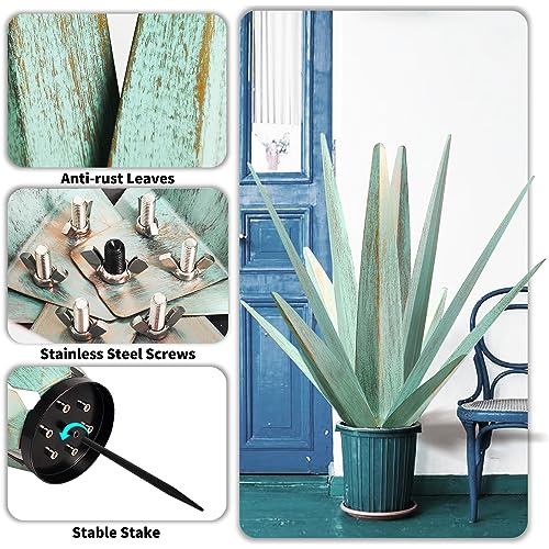 Image of KODIBO 24 inch Metal Agave Plant Outdoor Decor, Large Yard Statue, Mint Green