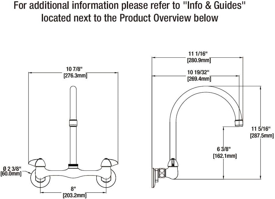 Glacier Bay 2-Handle Wall Mount High-Arc Kitchen Faucet in Chrome-67735-0001