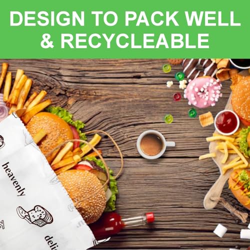 Image of Multi-Purpose Paper Snack Bags with Sealing Stickers | Pack of 60 Bags, 8x6 Inch Each