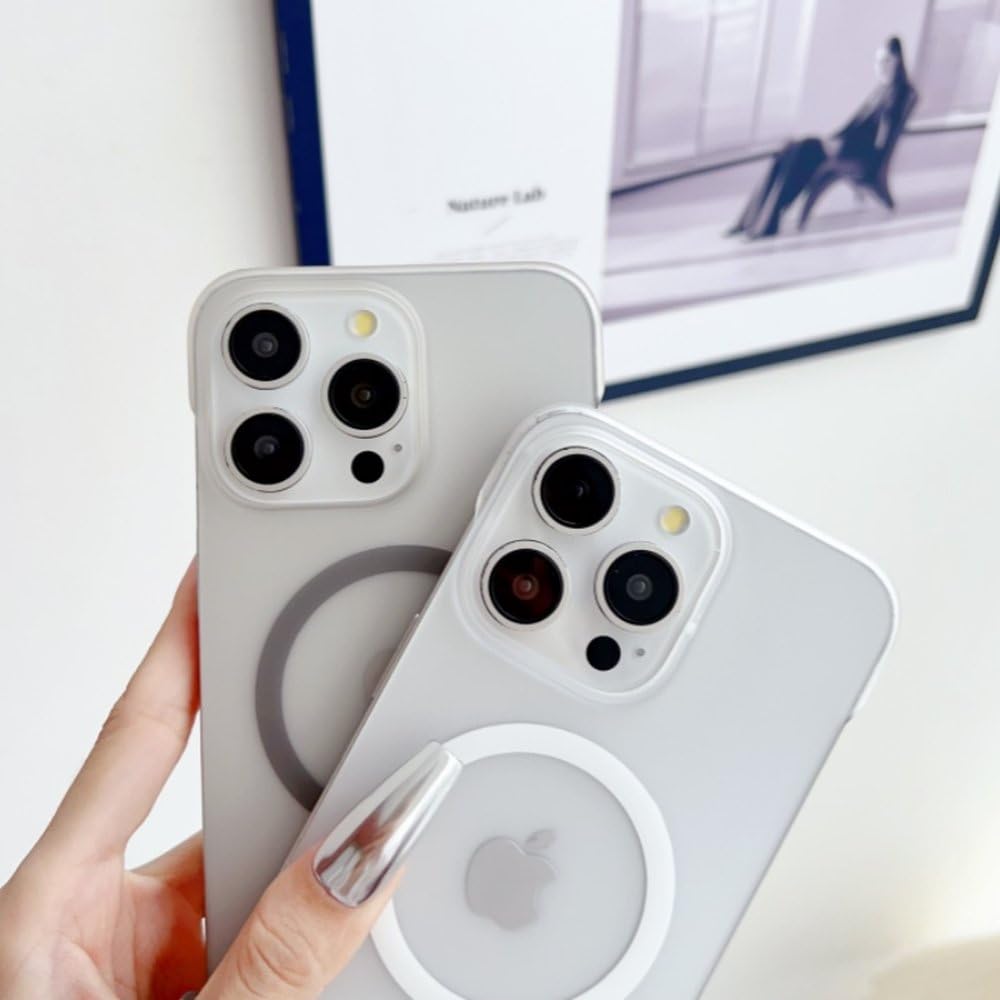 Funda Ultrafina sin Marco con Carga inalámbrica magnética translúcida para iPhone 16, 15, 14 Plus, 13, 12, 11 Pro MAX, Mate, Blanco Hielo, para iPhone 15