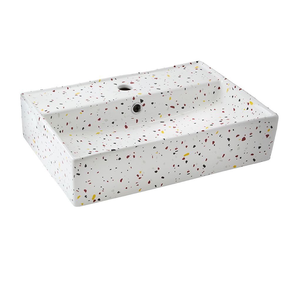 Milano Elswick Terrazzo Speckled Effect Rectangular Countertop Bathroom Basin Sink - 500Mm X 350Mm