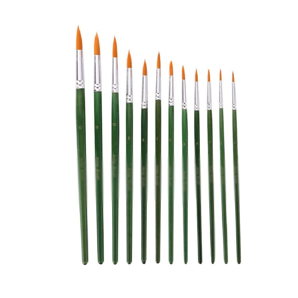 12 Pinceles de Punta de Pincel para Pintura acrílica, Pincel de Nailon para Acuarela.