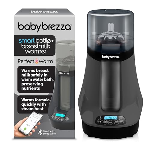 Image of Baby Brezza Smart Baby Bottle Warmer, Breastmilk Warmer + Defroster + Baby Food Warmer - Universal Fit for All Baby Bottle Sizes and Types, Breastmilk Bags + Food Jars - Bluetooth Control, Charcoal