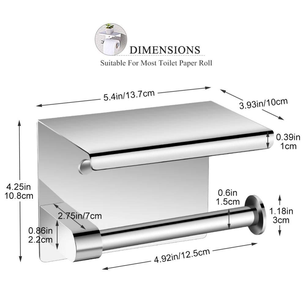 Walfront Toilet Paper Holder,Wall Mounted 304 Stainless Steel Toilet Paper Holder, Toilet Paper Towel Dispenser Tissue Paper Roll Holder