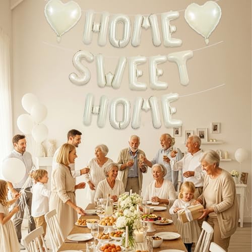 Image of TONIFUL 16 Inch Cream White HOME SWEET HOME Letter Balloon Decorations