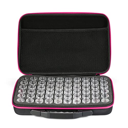 Aoresac Caja de bordado de diamantes con 60 compartimentos pequeños de almacenamiento, con cierre de doble cremallera (rosa), talla única Cover