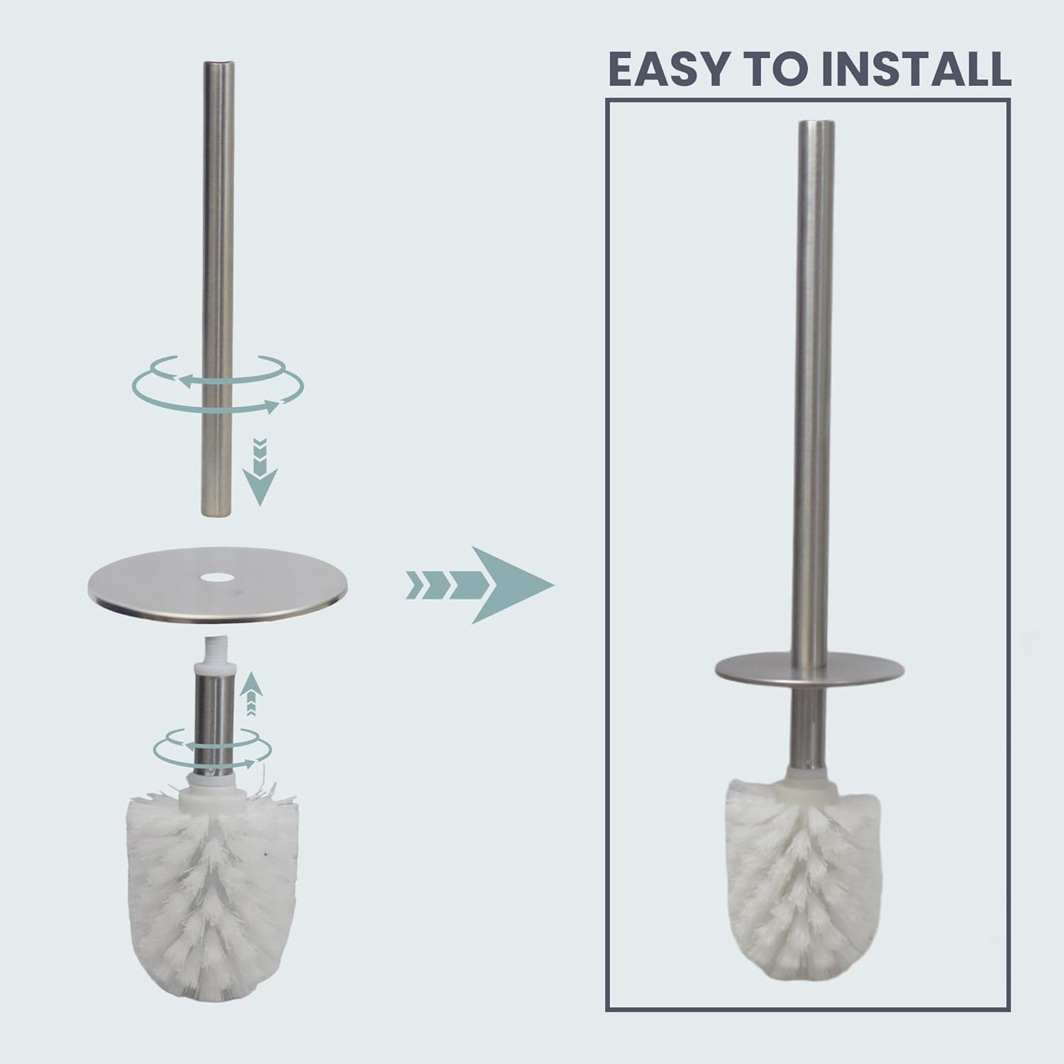 Escenzy Mermaid Bathroom Toilet Brush and Holder Set Mosaic Glass | Non-Rustic Stainless Steel | Practical & Decorative Toilet Bowl Brush and Holder | Luxury Mermaid Bathroom Decor