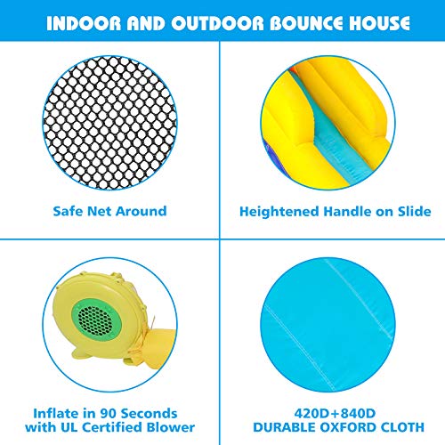 Naice Inflatable Bounce House, Indoors Outdoor Inflatable Bouncers, Slide Bouncer, Jumper Bounce House with 2 Slides, Climbing Wall, Ball Bit House, Pefect for Babies, Toddlers, Kids, Children - Thumbnail 6