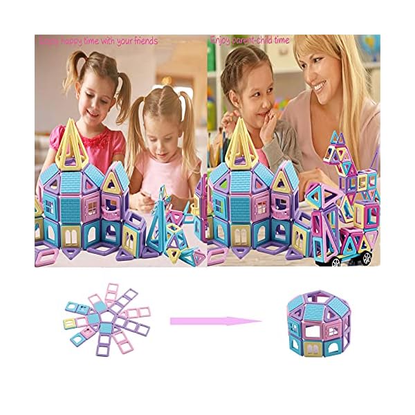 ASOK 181 Pcs Magnetic Building Blocks STEM Educational and Development Magnet Tiles for Kid’s Creativity & Imagination Macaron Color Learning Toys for Boys and Girls Ages 3 4 5 6 7 Years Old - Image 6