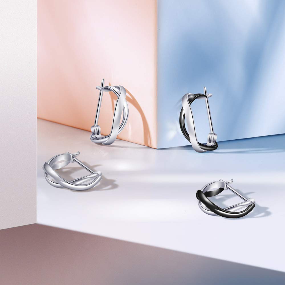 Amazon | S.White ピアス レディース 人気 ツートンカラー黒