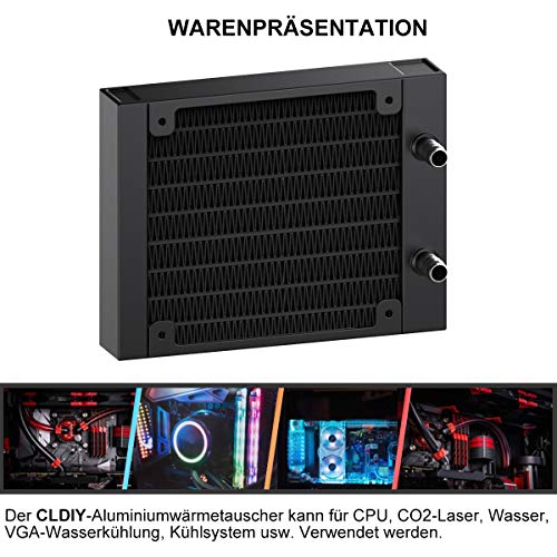 CLDIY Water Cooling Cooler, 12 Tube Aluminum Heat Exchanger Cooler with Tube for PC CPU Computer Water Cooling System DC12V 120mm - Image 4