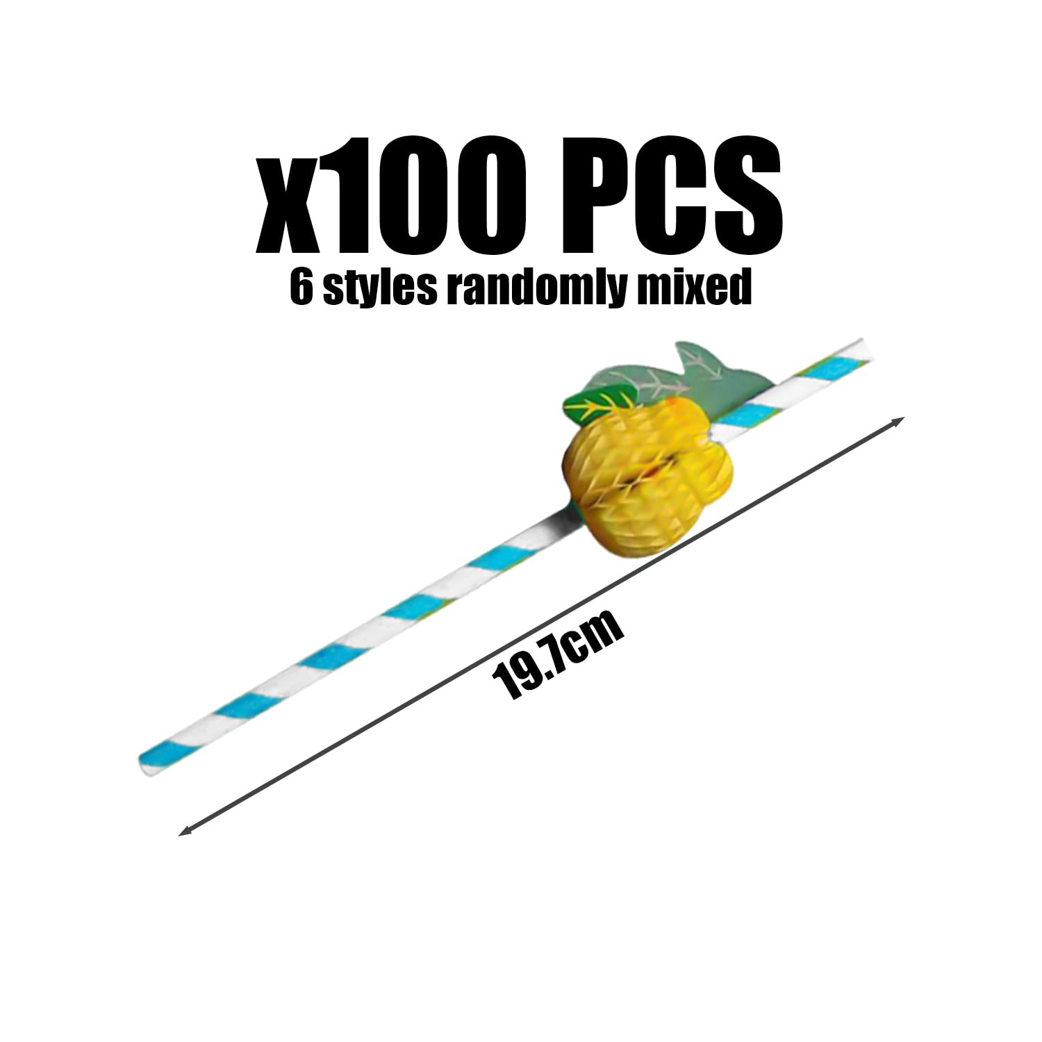 MEIYIDAY Papier Strohhalme 100 Stück | 3D Frucht-M Produktbild-Vorschau 3