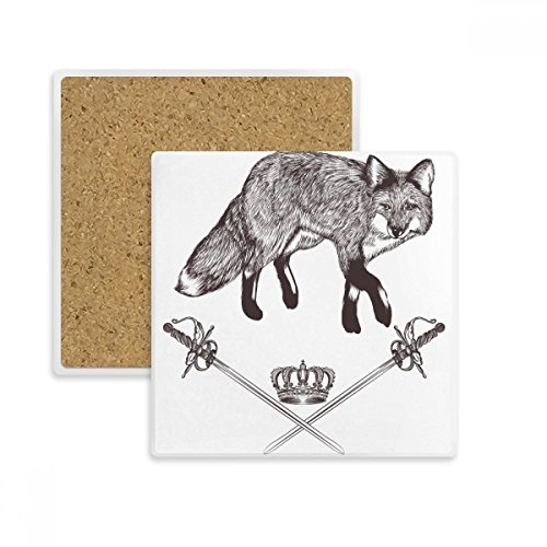 Coaster absorbant Fox épée style baroque idée cadeau originale pour verre
