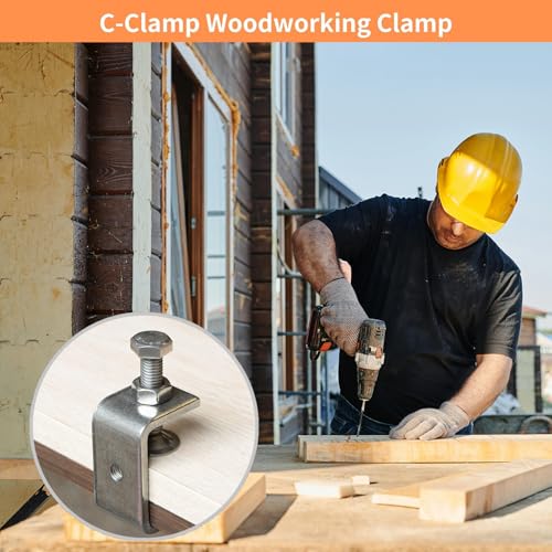 Image of Stainless Steel C Clamps, Mini Tiger Clamp Set for Mounting, Heavy Duty Metal U Clamps, Small Desk G-Clamp with 0.79 Inch Stable Wide Jaw Opening for Metal Working Woodworking Welding Building (4pcs)