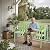 VINGLI 47'' Outdoor Bench, Weather Resistant Garden Patio Bench Powder Coated Iron Frame w/PVC Mesh Backrest Slatted Seat, 2-Person Outdoor Furniture for Front Porch Entryway Park (Green)