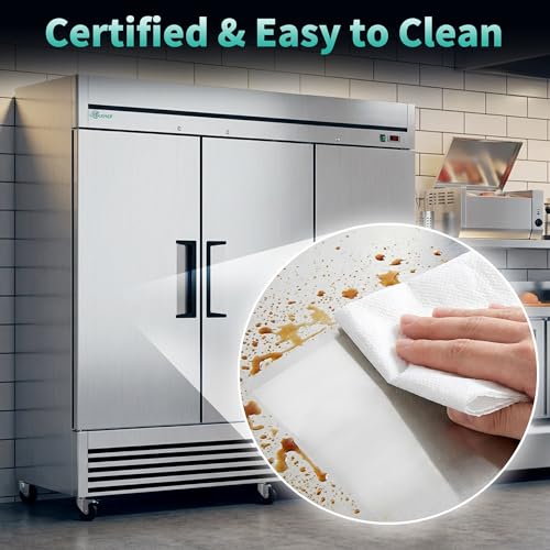 Image of COOLCHEF 81 inch Commercial Refrigerator 72 Cu.Ft, Stainless Steel 3-Door Reach-in Fridge, 33-40℉, Air Cooling, LED Light, 9 Shelves, R290, ETL