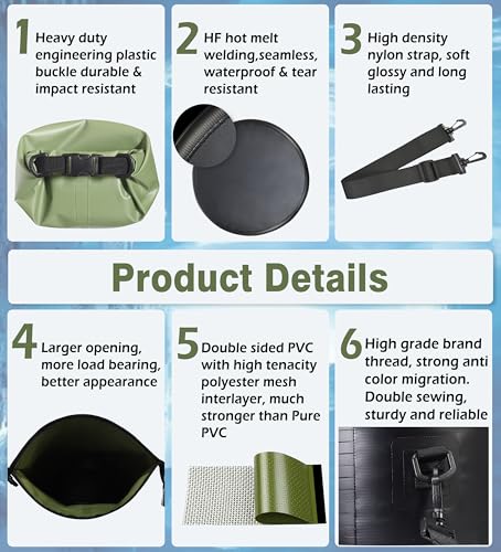 Image of Soulsfeng Waterproof Dry Bag Roll Top Lightweight Dry Backpack for Boating, Kayaking, Travel, Beach, Swimming, Hiking & Camping - Floating Dry Sack with Adjustable Shoulder Straps 20L