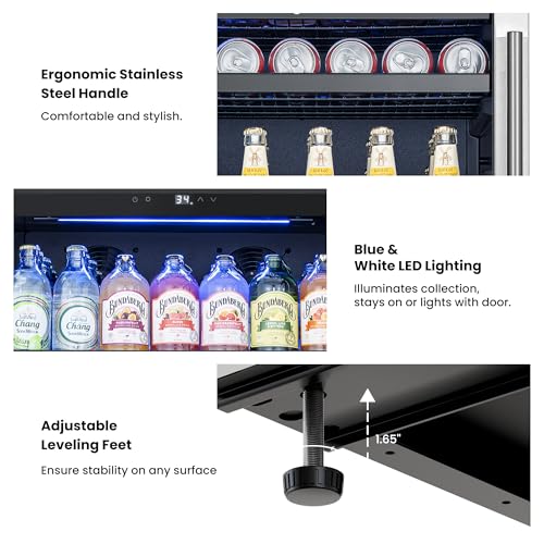 Image of Yeego 24 inch Beverage refrigerator, 378 Cans Drink Cooler Left-hinged