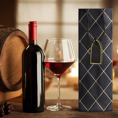 Sacola De Vinho Garrafa Presente De Papel Fundo Reforçado Para Bebidas 40x10x9 Texturizada Resistent