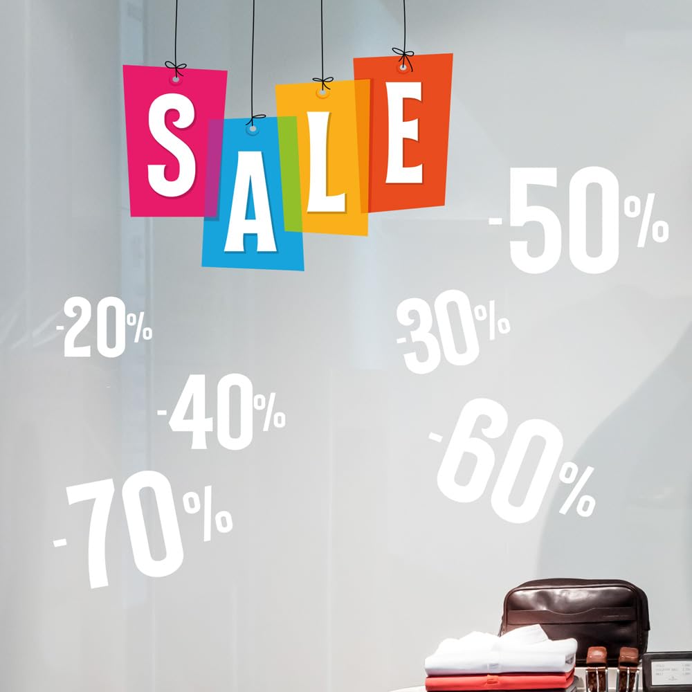 Stickers soldes d'hiver amovibles pour décorer une vitrine en verre sans laisser de traces de colle