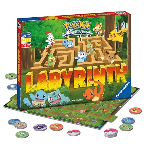 Ravensburger Labyrinth Pokémon Board Game – A Strategic Maze Adventure for Family Nights & Pokémon Parties – Includes Pikachu, Bulbasaur, and More – Great Birthday Gift for Kids Ages 7 and Up