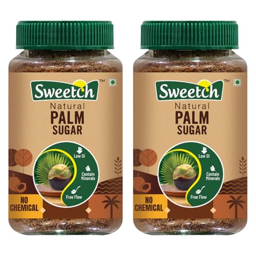Image of Sweetch Pure Palm Sugar 350g Jar Each (Pack of 2) | Natural Low GI, Unrefined, Traditional Sweetener | Mineral Rich & No Chemicals | Healthy Substitute to White Sugar for Baking, Desserts, Tea, Coffee & Daily Cooking