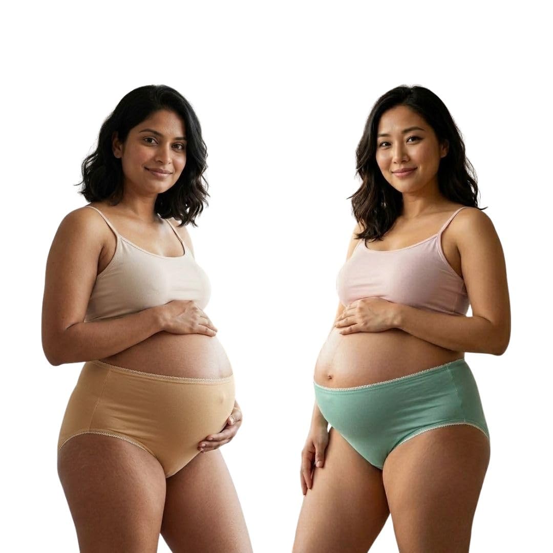 Pregnancy Panties for Women | Over Bump Maternity Underwear | Breathable Comfortable Innerwear Pack of 2 (Multicolor)-image-30