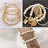 17IF 25 PCS(6 Pack) Dainty Boho Gold Chain Bracelets Set for Women Stackable Chunky Multipack Layered Bangles Adjustable Flat Cuff Cuban Punk Charm Bracelet Bundle Jewelry #3