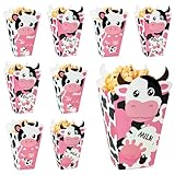 Caoekego 24Pcs Cow Print Popcorn Boxes Snack Treat Boxes Candy Cookie Container for Cow Farm Animals Birthday Party Supplies(5.3 x 2.5 x 1.6inch)