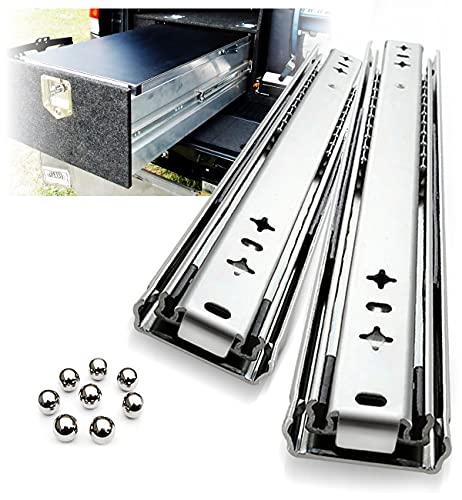 YENUO Heavy Duty Drawer Slides Full Extension 12 14 1618 20 22 24 26 28 30 32 34 36 38 40 inch Side Mount Ball Bearing Metal Rails Track Guide Glides Runners 250 lbs 1pair (16 Inch, Without Lock)
