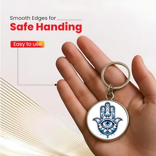 Image of MG | Protective Evil Eye /Spiritual Symbols /Om /Motivational Keychains | Double-Sided Metal Key Ring | Good Luck and devine Charm for Car, Bike, Home & Office