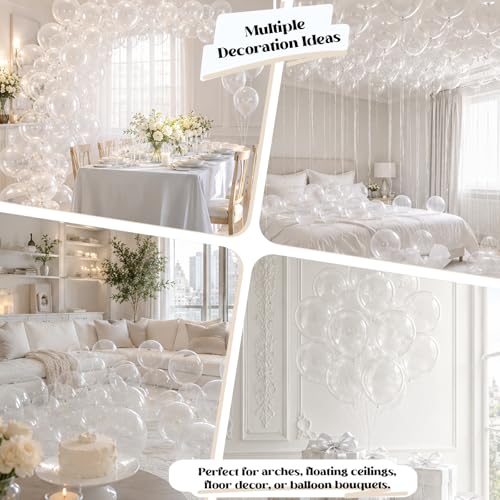Image of Togvu Clear Balloons, 50Pack 12 Inch Transparent Latex Party Balloons for Wedding Baby Bridal Shower Bubble Birthday Party Decorations Supplies