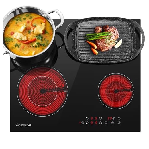 AMZCHEF Placa vitrocerámica, placas de vitroceramica 4 zonas, eléctrica vitrocerámica de 6600 W con 9 niveles de potencia, temporizador, sensor táctil,bloqueo para niños,apagado automático