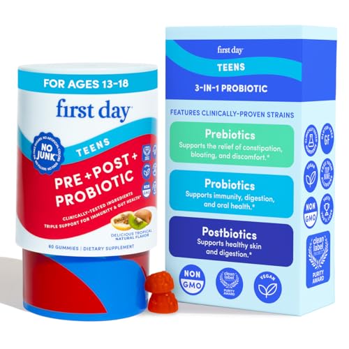 FIRST DAY Vitamins for Teens 3-in-1 Probiotic Gummies - Prebiotic