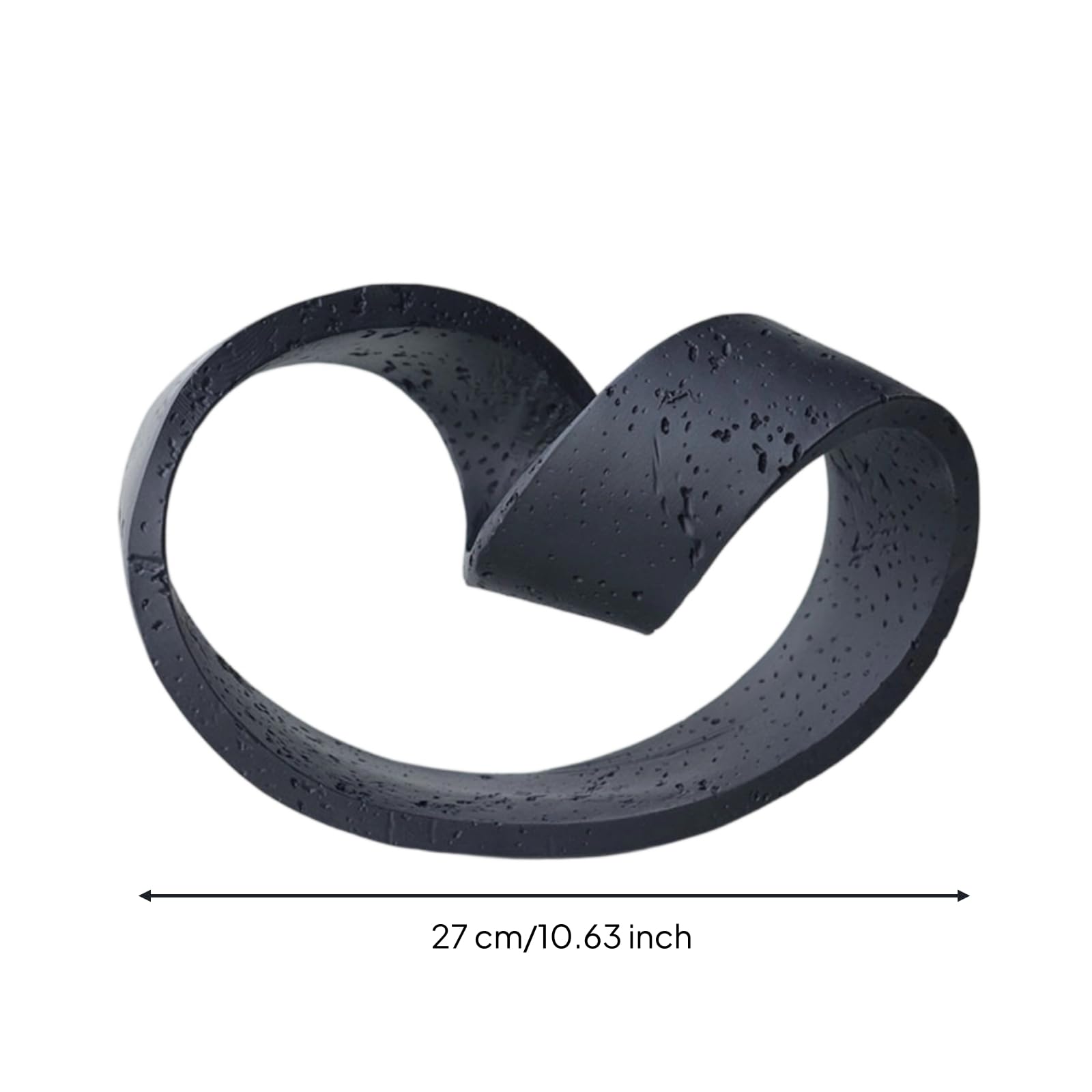 Escultura de Anillo Geométrico Escultura Ornamento Figura Estatuilla con Contorno Abstracto Tipo Textura Granulada Imitación Piedra en Resina Adecuada, Negro, 27 17 19cm