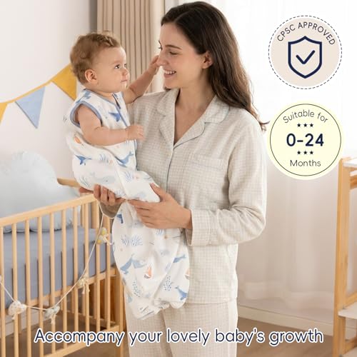 Image of PHF 100% Organic Cotton Baby Sleep Sack 18-24 Months Fish Bubble X-Large